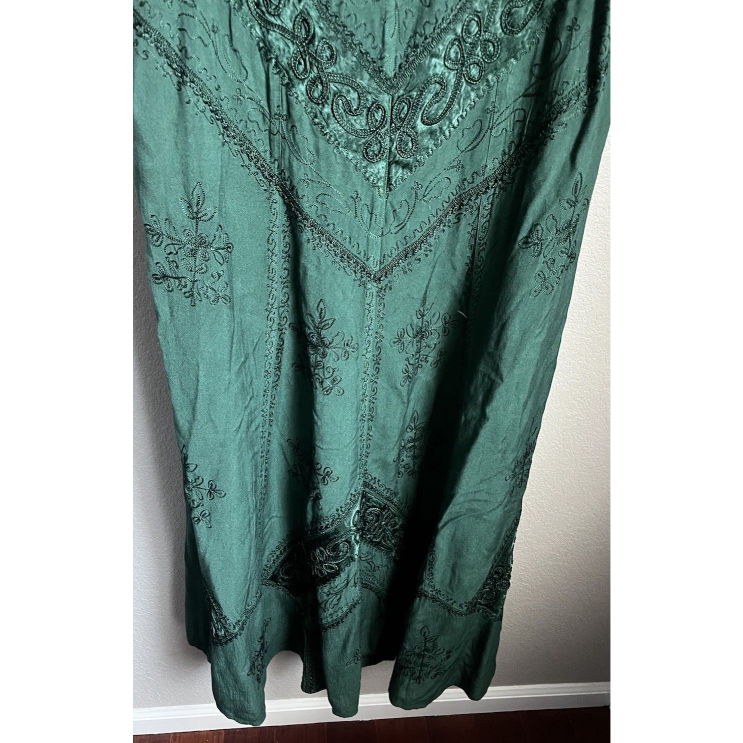 Nwt! Holy Clothing Women's Xl Boho Dyed Green Sleeveless Dress Handmade India — image 3 of 7